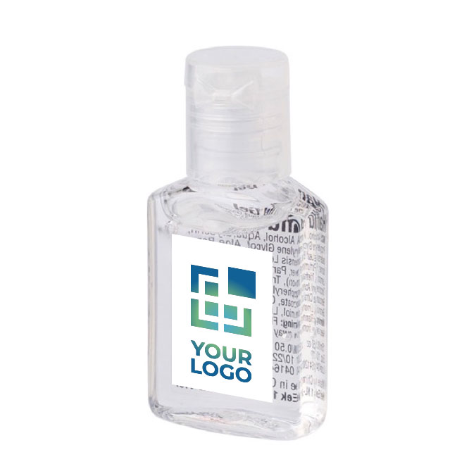 Flacon gel hydroalcoolique 15ml avec distributeur personnalisé Pocket avec zone d'impression