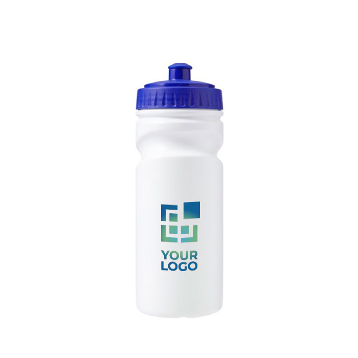 Gourde personnalisable pas cher en plastique sans BPA 530ml Grip couleur bleu avec zone d'impression