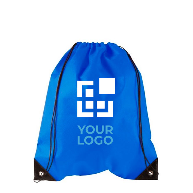 Sac à dos à cordon non tissé 80 g/m2 avec logo d'entreprise Original couleur bleu roi avec zone d'impression