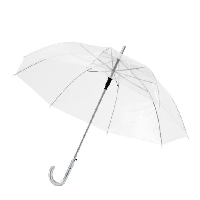 Parapluie transparent personnalisé avec logo sur le manche Ø98 Blanc avec zone d'impression