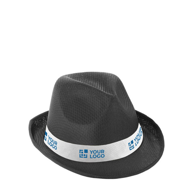 Chapeau promotionnel en polyester avec ruban blanc avec logo Colors avec zone d'impression