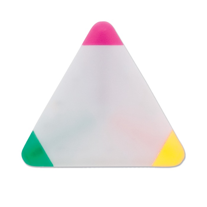 Surligneur fluorescent vert, fuchsia et jaune Triangle Green couleur blanc