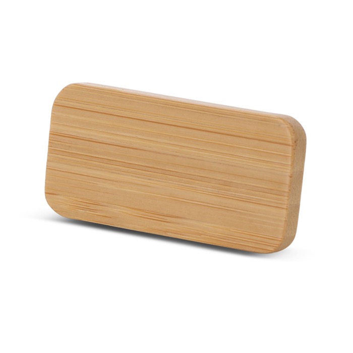 Porte-badge en bambou promotionnel avec fermoir à épingle Bamboo couleur naturel