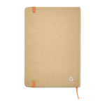 Carnet personnalisé recyclé avec élastique A5 pages lignées EcoNote couleur orange deuxième vue