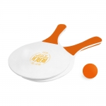 Set de tennis pour la plage composé de 2 raquettes en bois et 1 balle couleur orange image avec logo 4