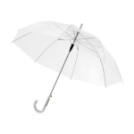 Parapluie transparent personnalisé avec logo sur le manche Ø98 Blanc couleur blanc vue avec impression sérigraphique