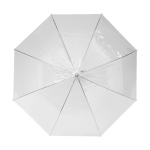 Parapluie transparent personnalisé avec logo sur le manche Ø98 Blanc couleur blanc