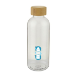 Bouteilles personnalisées en plastique recyclé 650ml RPET Nature couleur transparent vue avec impression sérigraphique