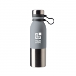 Gourde isotherme personnalisée anti-fuites bicolore 600ml DoubleTwist couleur gris avec zone d'impression