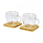 Lot de 2 petites tasses à café avec base en bambou 100ml Espresso couleur transparent quatrième vue