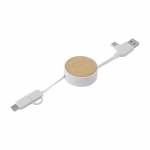 Câble 5 en 1 avec diverses connections USB Cable multicharge Bamboo couleur blanc deuxième vue