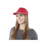 Casquette publicitaire à 5 panneaux 100% coton avec velcro ClearLine couleur rouge deuxième vue