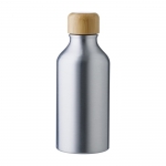 Petite gourde aluminium avec bouchon en bambou 400ml Helsinki Small couleur argenté première vue