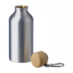 Petite gourde aluminium avec bouchon en bambou 400ml Helsinki Small couleur argenté quatrième vue