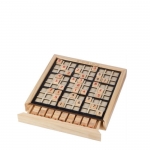 Jeu de sudoku en bois avec 99 tuiles pour cadeaux d'entreprise couleur marron avec zone d'impression