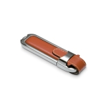 Clé USB personnalisée en cuir et métal avec fermoir boucle Datashield couleur marron