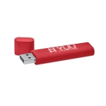 Clé USB de design allongé avec logo gravé éclairé Lumière Soft Elipse couleur rouge