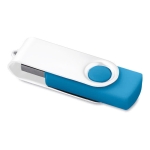 Clé USB avec clip blanc et base en caoutchouc coloré Whiteclip couleur bleu ciel