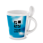 Sublimation tasse avec image circulaire et cuillère 300 ml Sublimcon vue avec zone d'impression