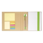 Ensemble de papeterie avec notes, feuilles et stylo RecycloSet couleur vert lime