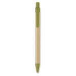 Stylos publicitaires biodégradables avec détails colorés, Encre bleue couleur vert lime