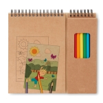 Set de coloriage publicitaire album et 8 crayons de couleur Canvas couleur beige