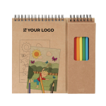 Set de coloriage publicitaire album et 8 crayons de couleur Canvas couleur beige vue avec zone d'impression