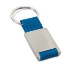 Porte-clés sérigraphié en métal avec bande coloré en polyester Colors couleur bleu