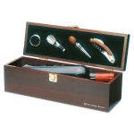 Coffret à vin en bois personnalisé avec 4 accessoires Classic couleur bois vue principale