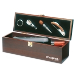 Coffret à vin en bois personnalisé avec 4 accessoires Classic couleur bois deuxième vue principale