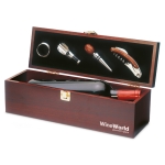 Coffret à vin en bois personnalisé avec 4 accessoires Classic couleur bois troisième vue principale