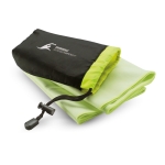 Serviette de sport publicitaire en polyester dans sac en nylon Runclub couleur vert vue principale