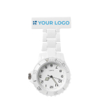 Montre trotteuse personnalisée pour infirmières MeditIme couleur blanc vue avec zone d'impression