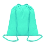 Sac à dos à cordelette personnalisable en coton de 100 g/m2 Eco Trend couleur turquoise