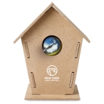 Nichoir maison pour oiseaux en aggloméré avec logo Downtown couleur bois troisième vue principale