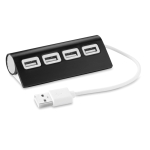 Hub USB publicitaire en aluminium coloré avec 4 ports USB 2.0 Alu couleur noir