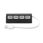 Hub USB publicitaire en aluminium coloré avec 4 ports USB 2.0 Alu couleur noir troisième vue