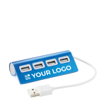 Hub USB publicitaire en aluminium coloré avec 4 ports USB 2.0 Alu couleur noir vue avec zone d'impression