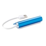 Hub USB publicitaire en aluminium coloré avec 4 ports USB 2.0 Alu couleur bleu deuxième vue