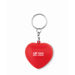 Porte-clés promotionnel en PU en forme de cœur rouge LoveIt vue avec zone d'impression