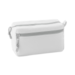 Trousse de toilette personnalisée en polyester à 2 fermetures DuoZip couleur blanc