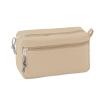 Trousse de toilette personnalisée en polyester à 2 fermetures DuoZip couleur beige