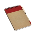 Bloc notes à spirale avec stylo A6 avec pages lisses Ecobloc couleur rouge