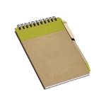 Bloc notes à spirale avec stylo A6 avec pages lisses Ecobloc couleur vert clair