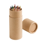 Cylindre en carton personnalisable avec 12 crayons de couleur Tube couleur marron