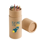 Cylindre en carton personnalisable avec 12 crayons de couleur Tube couleur marron image avec logo