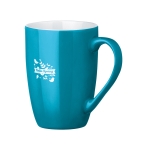 Tasse en céramique moderne de couleur de 370 ml Color Round couleur turquoise image avec logo