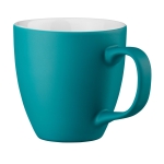 Tasses publicitaires en porcelaine de couleur mate de 450 ml Matt Plus couleur turquoise