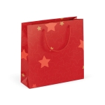 Sac pour cadeaux de Noël personnalisé avec pelliculage brillant Santa couleur rouge deuxième vue