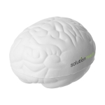 Balle antistress personnalisée en forme de cerveau Einstein couleur blanc vue avec impression sérigraphique